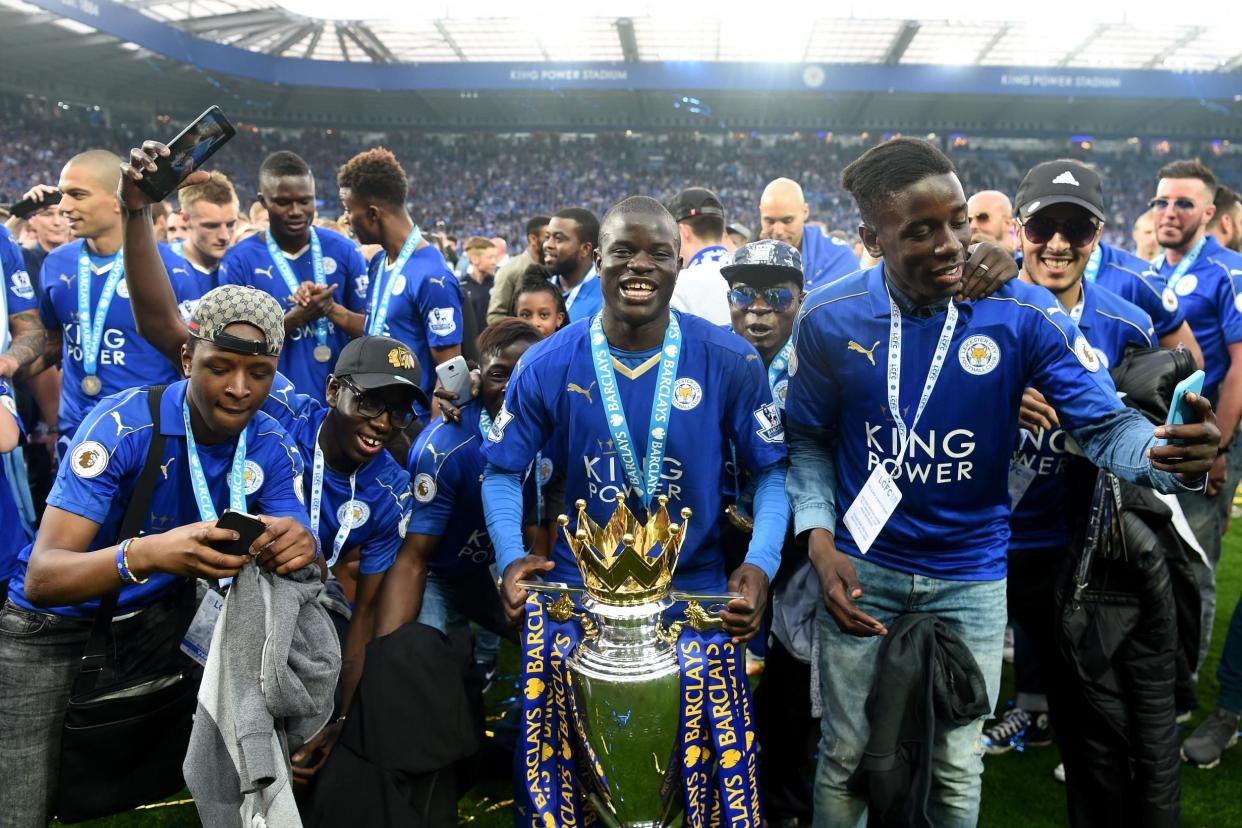 Champion | N'Golo Kante (centre) won the title with Leicester before joining Chelsea: Getty Images