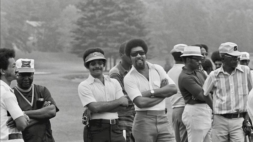 Golfers prepare for the Skyview Open at Asheville Municipal Golf Course.