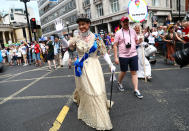 <p>Participants take part in the annual Pride in London Parade, which started in Portland Place and ends in Whitehall, in central London, Britain, July 8, 2017. (Photo: Neil Hall/Reuters) </p>