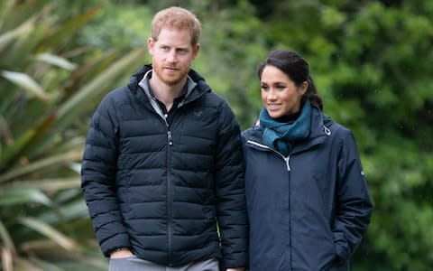 The Duke and Duchess of Sussex during a visit to Abel Tasman National Park, on day two of the royal couple's tour of New Zealand - Credit: PA