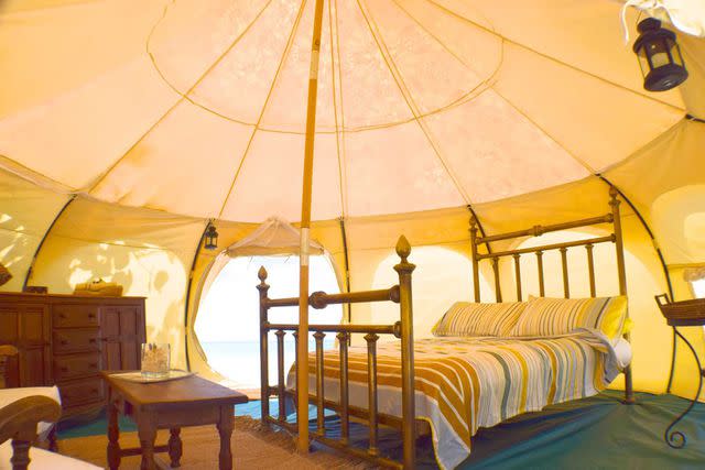 <p>Courtesy of Wild Lotus</p> A Couples Deluxe Tent at Wild Lotus in Antigua.