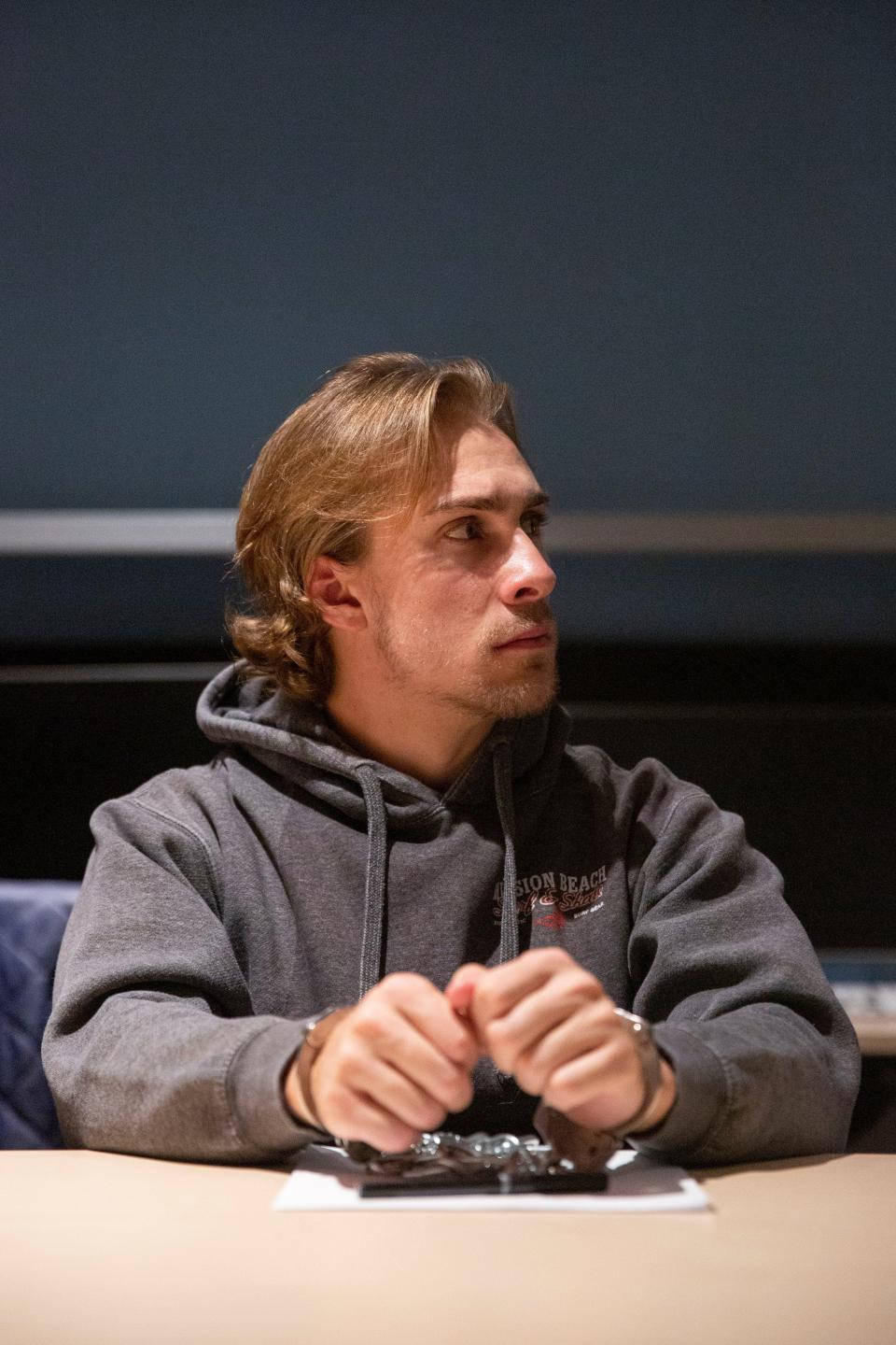 Actor Nick Check takes on the role of Billy the Kid in rehearsal for stage production "The Trial of Billy the Kid" on Tuesday, Feb. 7, 2023, at New Mexico State University.
