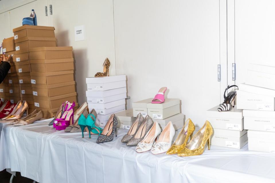 The event gave away more than just shoes and suits — tables full of shoes, jewelry and other accessories were on display for students to try. OLGA GINZBURG FOR THE NEW YORK POST