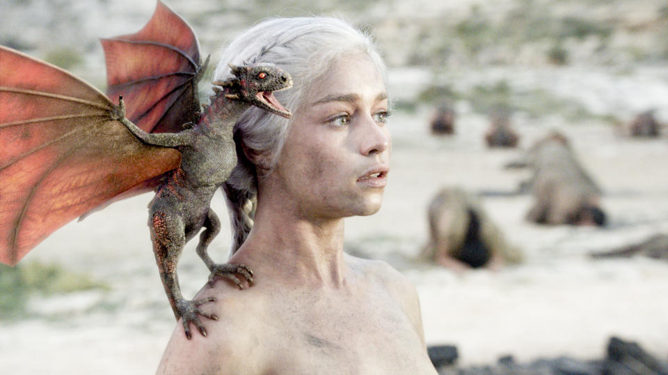 Game Of Thrones, Series 1, Episode 10, Fire and Blood. Emilia Clarke as Daenerys. (HBO)