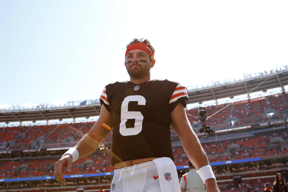 Cleveland Browns quarterback Baker Mayfield (6) and his team will be looking for a second straight win. (AP Photo/Kirk Irwin)