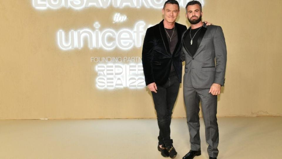 (L-R) Luke Evans and Fran Tomas attend the LuisaViaRoma for UNICEF Winter Gala at Emeraude in St Barths.