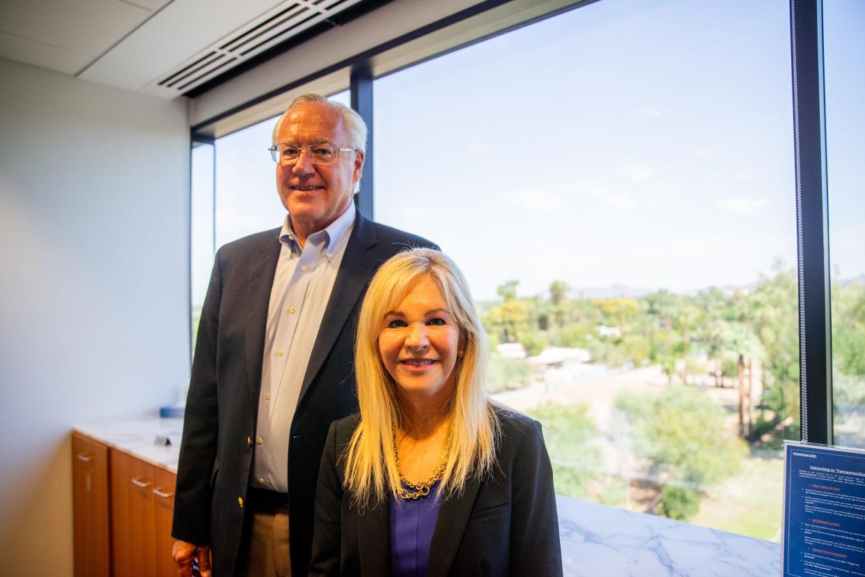Dr. Don Fowls (left) and Alexis Glascock pose for a photo inside Fennemore Craig Attorneys in Phoenix on Aug. 8, 2023.