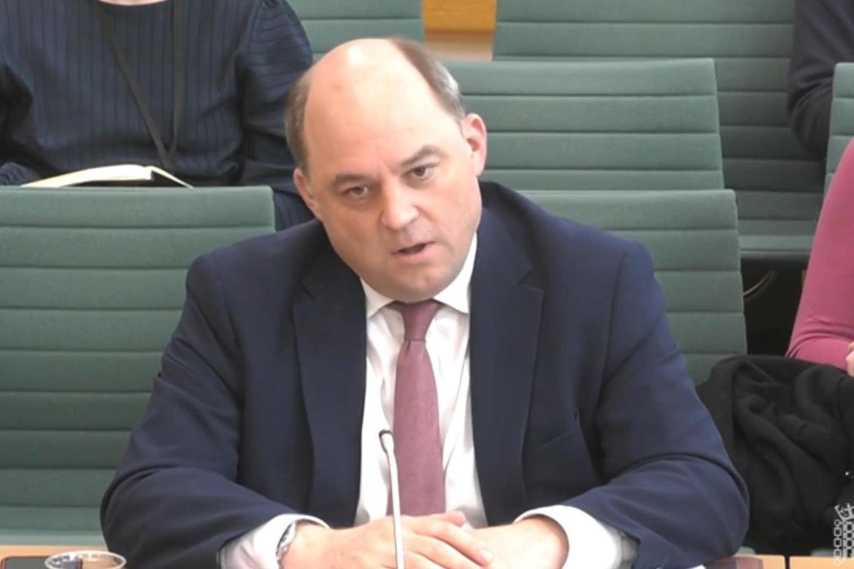 Defence Secretary Ben Wallace giving evidence to the Defence Select Committee at the House of Commons (House of Commons/UK Parliament/PA) (PA Wire)
