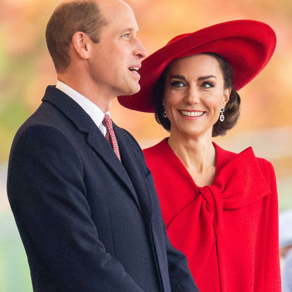  Prince William, Prince of Wales and Catherine, Princess of Wales attend a ceremonial welcome for The President and the First Lady of the Republic of Korea at Horse Guards Parade on November 21, 2023 in London, England. 