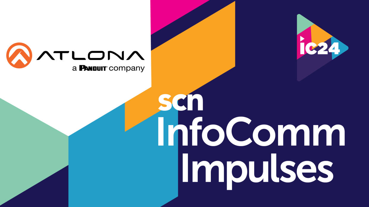  The Atlona logo imposed on the InfoComm 2024 Impulses design. . 