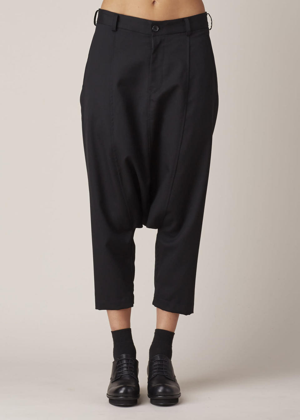 Comme Des Garcons Black Wool Drop Crotch Pants