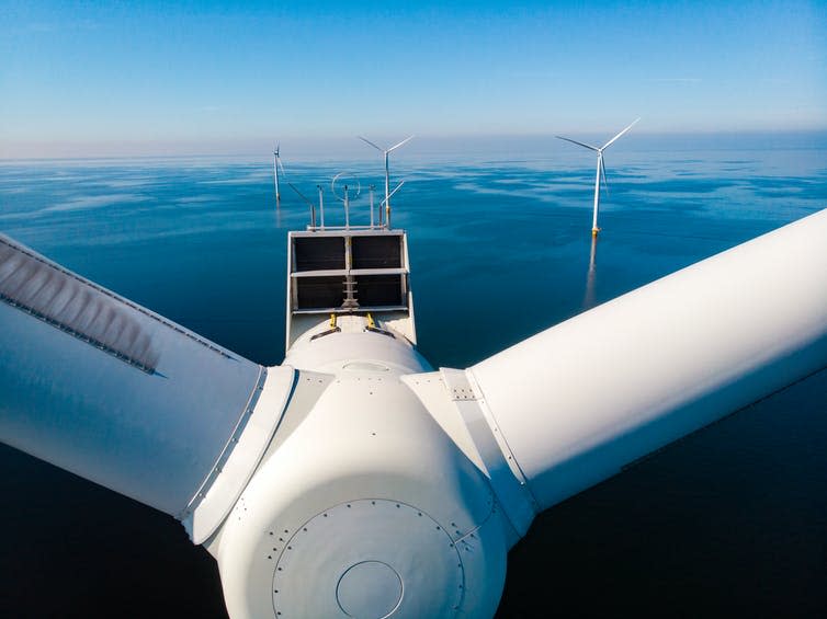 Offshore wind farm from above.