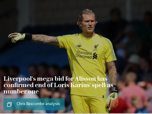 Liverpool's mega bid for Alisson has confirmed end of Loris Karius' spell as number one