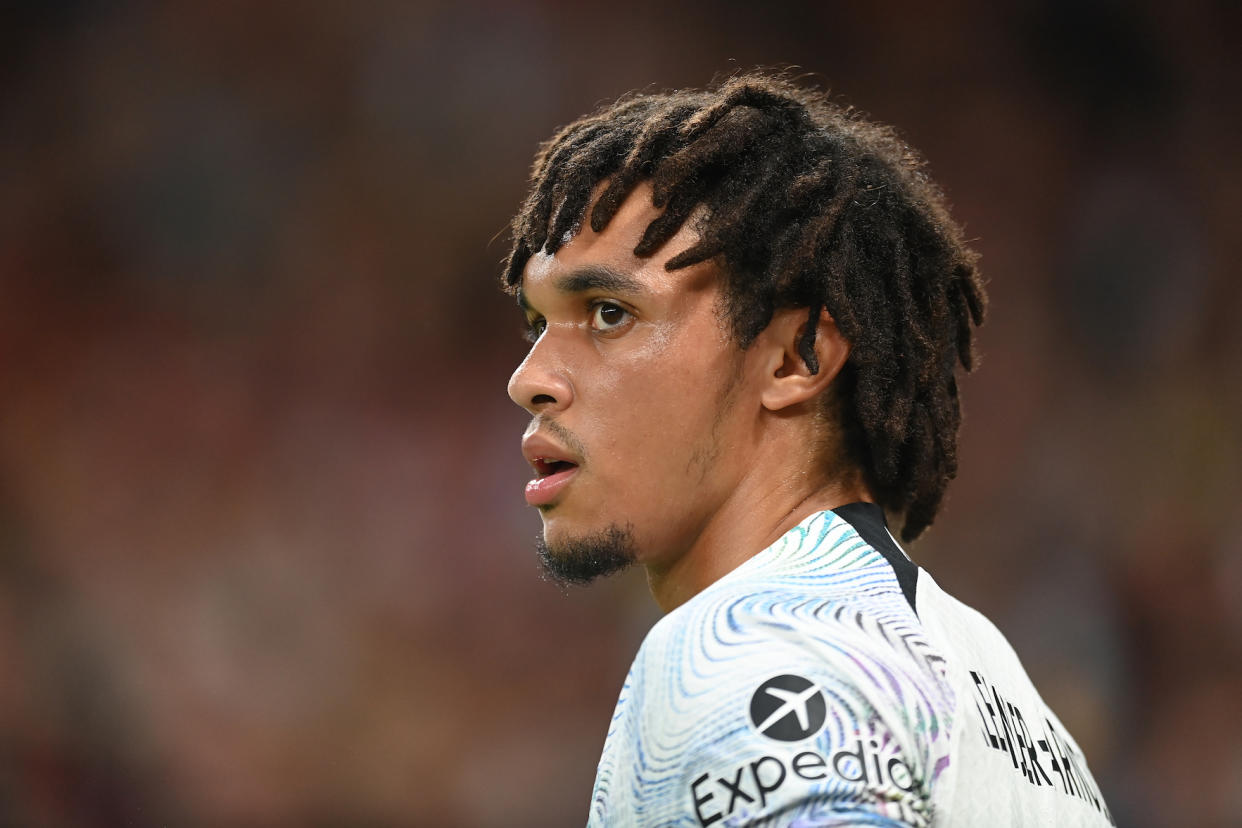 Liverpool right-back Trent Alexander-Arnold in action during the Premier League match against Manchester United.