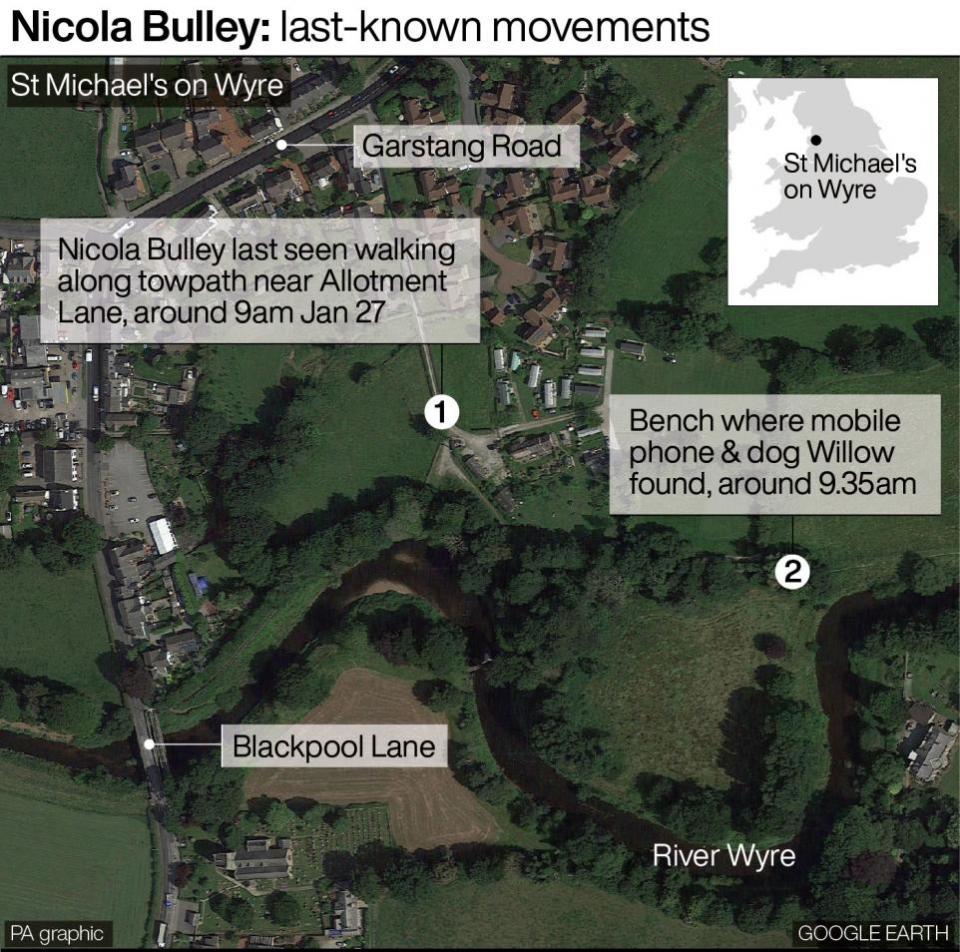 Lancashire Telegraph: Last known movements of Nicola Bulley