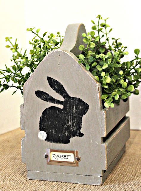 Wooden Rabbit Planter