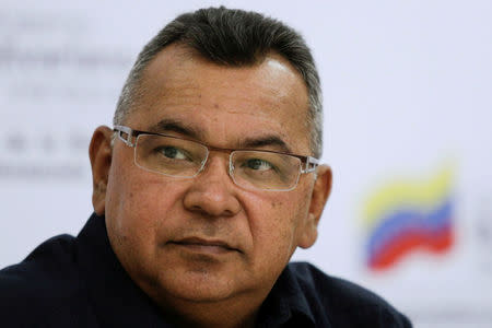 FILE PHOTO: Venezuela's Interior and Justice Minister Nestor Reverol attends a news conference in Caracas, Venezuela April 6, 2017. REUTERS/Marco Bello/File Photo