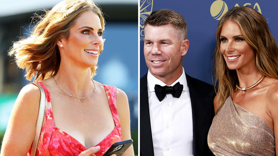 Candice Warner is pictured with husband David Warner.