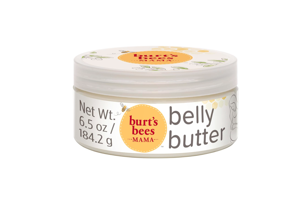 <p><a href="https://www.amazon.com/Burts-Bees-Butter-Butter-Vitamin/dp/B00DM14TYC?tag=syn-yahoo-20&ascsubtag=%5Bartid%7C2141.g.43097501%5Bsrc%7Cyahoo-us" rel="nofollow noopener" target="_blank" data-ylk="slk:Shop Now;elm:context_link;itc:0;sec:content-canvas" class="link ">Shop Now</a></p><p>Burt’s Bees Mama Belly Butter</p><p>$9.09</p>