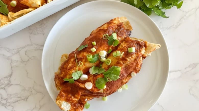 vegan enchilada casserole on plate