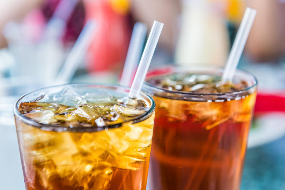 Iced tea in glasses.