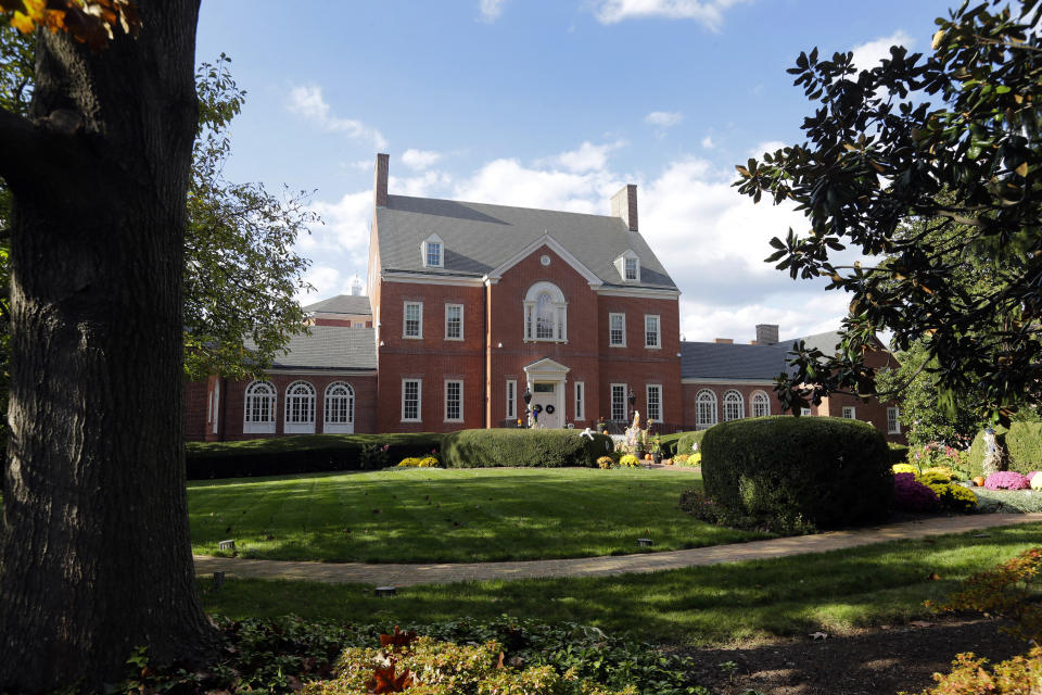 FILE - A general view of Government House, the governor of Maryland's residence, in Annapolis, Md., Oct. 25, 2013. One of the best opportunities for Democrats to regain a governor’s office this year is in Maryland, and the race to succeed term-limited Republican Larry Hogan has drawn a crowd of candidates. Winning back the seat shouldn’t seem so tough for Democrats in a state where they outnumber Republicans by a 2-1 ratio, but the GOP has won three of the past five elections. Maryland Democrats see an opening now because the popular Hogan, only the second Republican governor to win reelection in the state history, cannot seek a third term. The primary is on Tuesday, July 20, 2022. (AP Photo/Patrick Semansky, file)