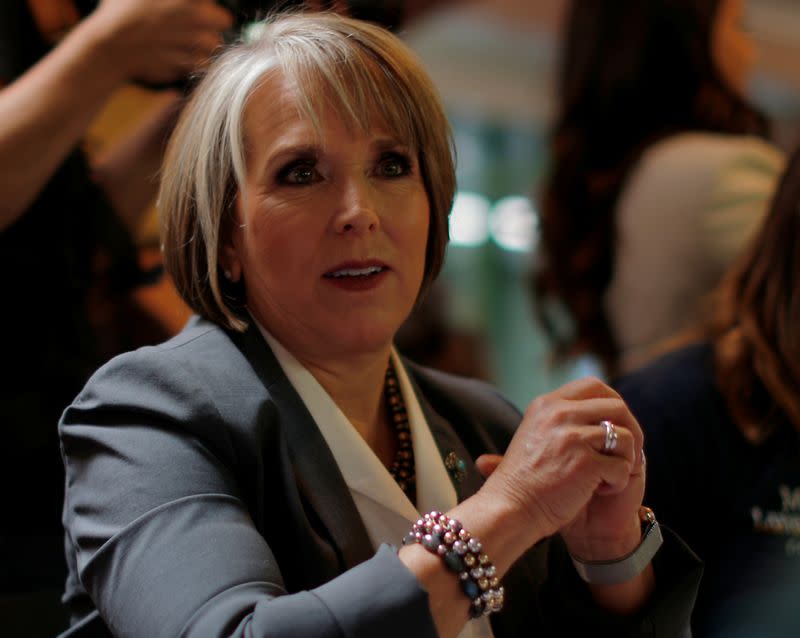 Democratic candidate for governor Michelle Lujan Grisham sits down for a meal at Barelas Coffee House on midterm elections day in Albuquerque