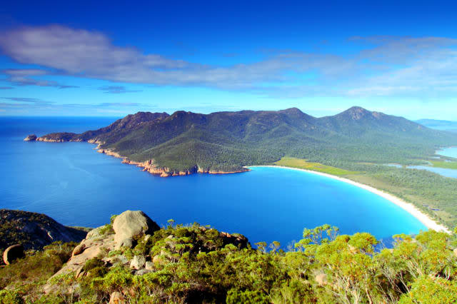 Landscape of Wine Glass bay, Tasmania, Australia.