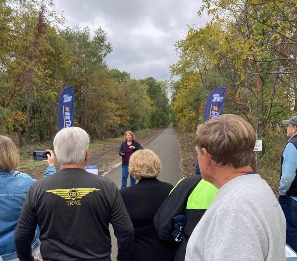 The Prairie Trails Club posted this photo on Facebook of the dedication in October of two miles that have been added to the Erie Trail east of North Judson.