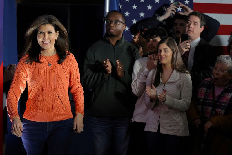 FILE PHOTO: Republican presidential candidate Haley campaigns in Franklin