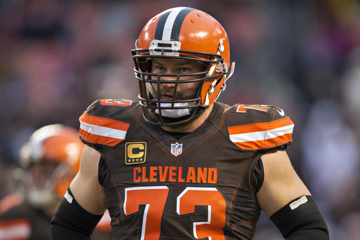 Joe Thomas became the seventh offensive tackle to be voted into the Pro Football Hall of Fame on the first ballot. (Photo by Wesley Hitt/Getty Images)