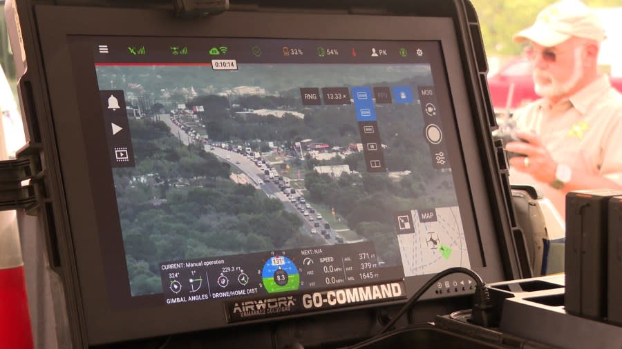 The Burnet County Sheriff’s Office used its drone to keep an eye on exiting festival traffic | Grace Reader/KXAN News