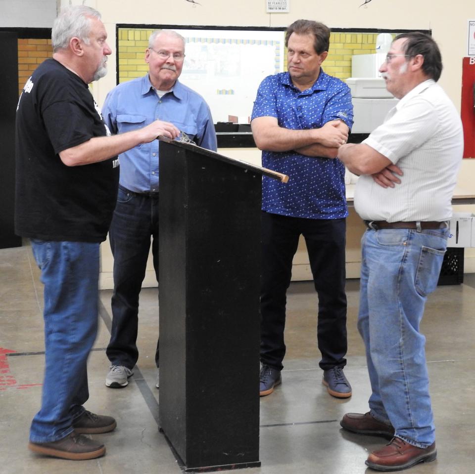 Amateur music historians Mark Steuer, Bob Swanstrom and Scott Heikkinen talk with Larry Stahl, who was present at the Winter Dance Party tour stop in Coshocton in February 1959. The tour is most famous for the deaths of music pioneers Buddy Holly, Richie Valens and the Big Bopper, who died in a plane crash. The shows continued with the concert in Coshocton about a week after the tragedy.