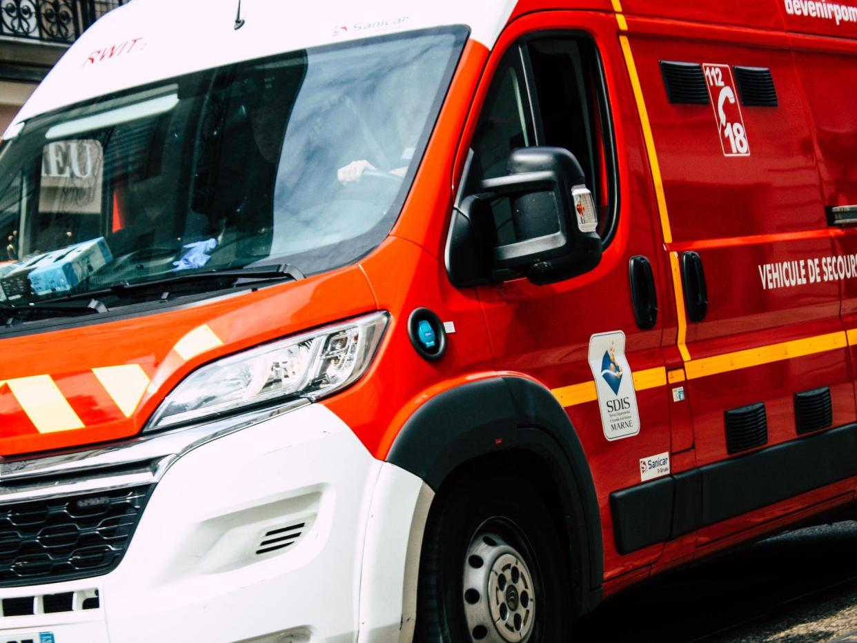 View of a French fire engine in the street of Reims in the afternoon: Getty Images