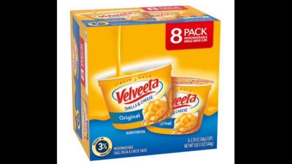 The box of Velveeta with the claim in the lower left corner of being “ready in 3 1/2 minutes.”