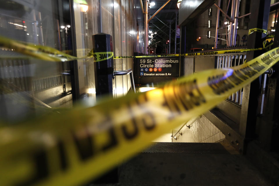 A subway station is closed off during a power outage Saturday, July 13, 2019, in New York. (Photo: Michael Owens/AP)