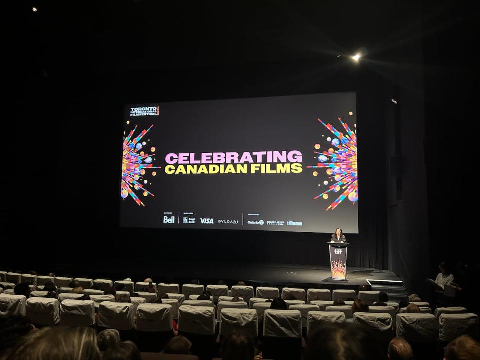 TIFF Chief Programming Officer Anita Lee speaks during a presentation of the festival's Canadian films on Thursday, Aug. 17, 2023 at the TIFF Bell Lightbox in Toronto.