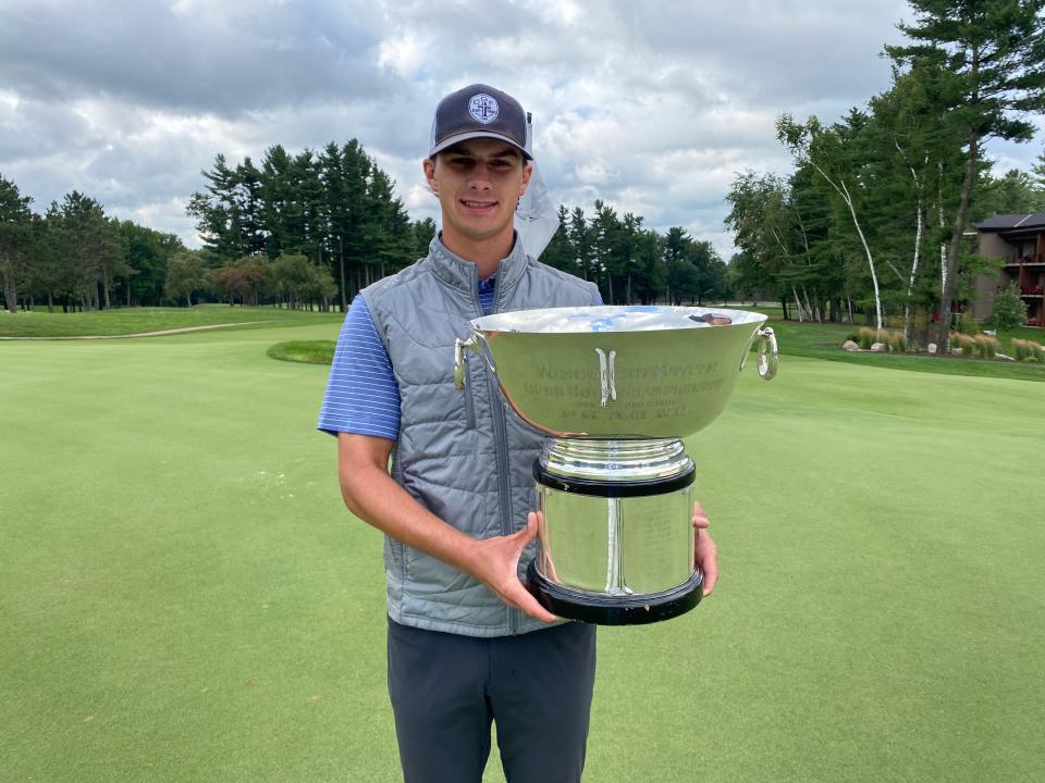 Cameron Huss adds the Wisconsin State Open trophy to the Ray Fischer Amateur Championship title he won earlier this summer.