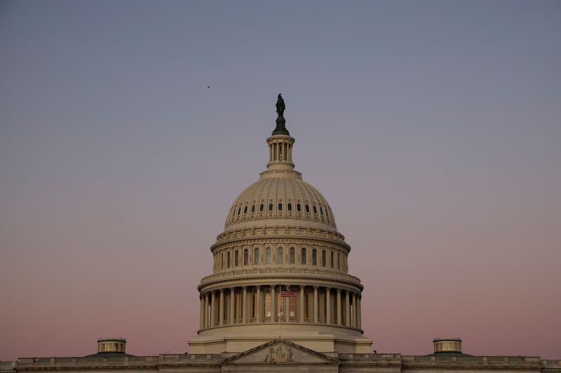 A view of the U.S. Capitol building as the sunrises in Washington