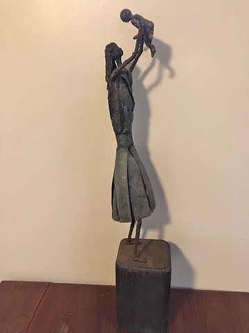 <p>Judith Markoff Hansen</p> One of Morrie Markoff's sculptures