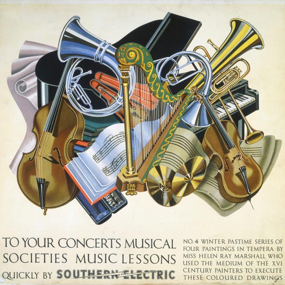 A 1930s poster promoting musical societies in Britain by Helen Ray Marshall - Getty