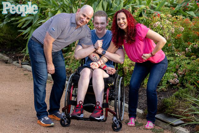 <p>Ilana Panich-Linsman</p> Sammy Berko and his parents Craig and Jennifer, who got tattoos in honor of son Frankie, photographed for People in September 2023.