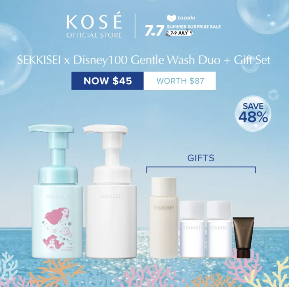 [Limited-Edition] Kose Sekkisei Disney100 Gentle Wash 160ml Duo + Gift Set (Save 48% and more). PHOTO: Lazada