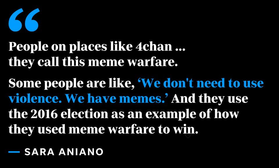 Sara Aniano is a meme researcher and disinformation analyst at the Anti Defamation League Center on Extremism.