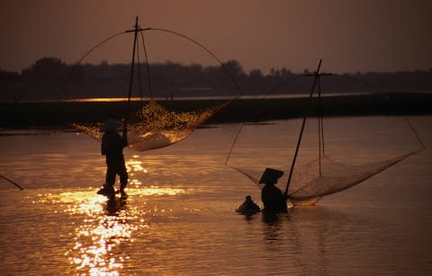 Shrimp fishing on the Mekong - Credit: Getty