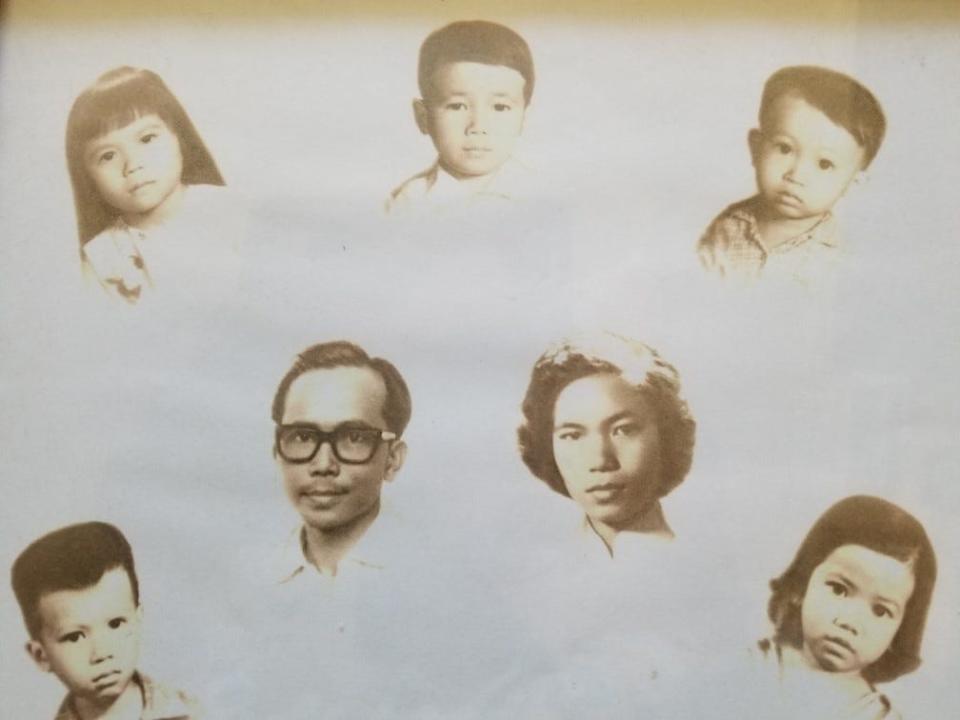 From top left before the fall of Saigon in 1975, Thuan Le Elston, brothers Truong, Tran and Tu; parents Nghia and Duc; and sister Tien.