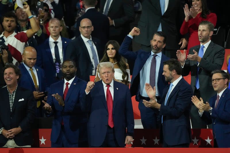 Republican presidential candidate former President Donald Trump is introduced during the Republican National Convention Monday, July 15, 2024, in Milwaukee. | Matt Rourke
