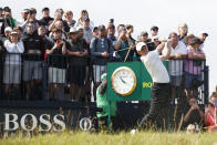 Northern Ireland's Rory McIlroy plays his tee shot off the 3rd during the first round British Open Golf Championship at Royal St George's golf course Sandwich, England, Thursday, July 15, 2021. (AP Photo/Peter Morrison)