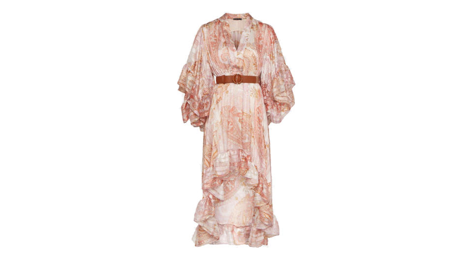 Paisley Drama Sleeve Belted Kimono Dress