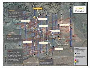 The Stairy Prospect historic trench results and location of recent XAM Trenching.